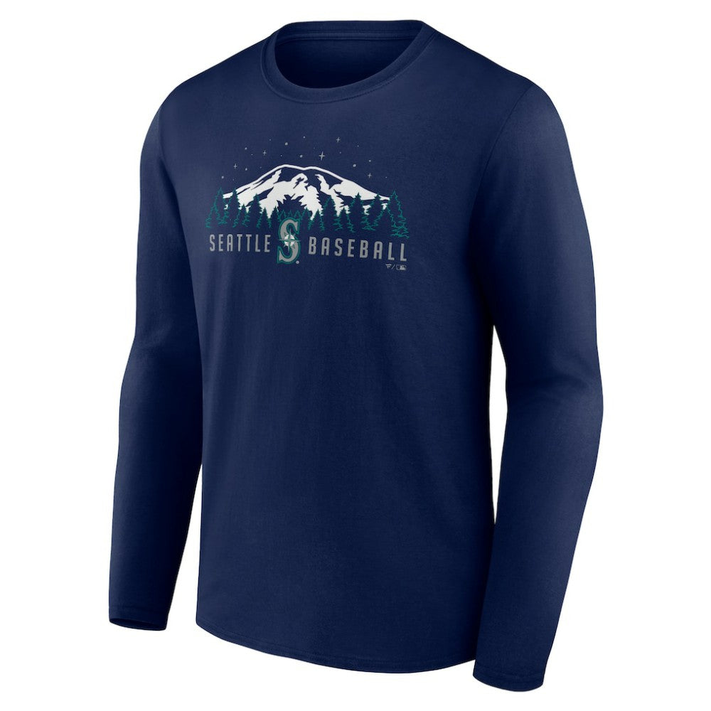 Navy Seattle Mariners Mountains Long Sleeve T-Shirt