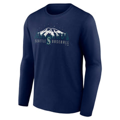 Navy Seattle Mariners Mountains Long Sleeve T-Shirt