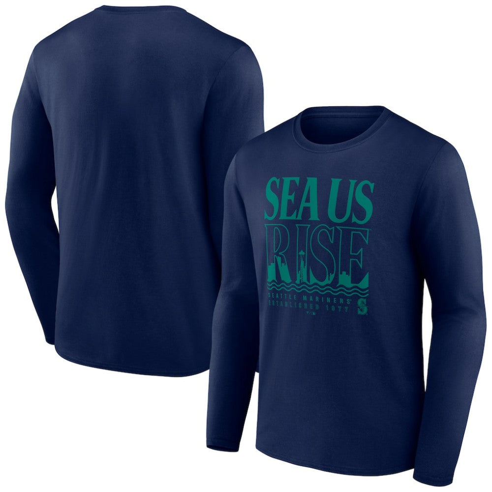 Navy Seattle Mariners Sea Us Rise Long Sleeve T-Shirt