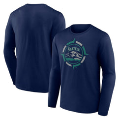 Navy Seattle Mariners Compass Long Sleeve T-Shirt