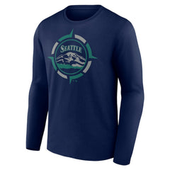 Navy Seattle Mariners Compass Long Sleeve T-Shirt