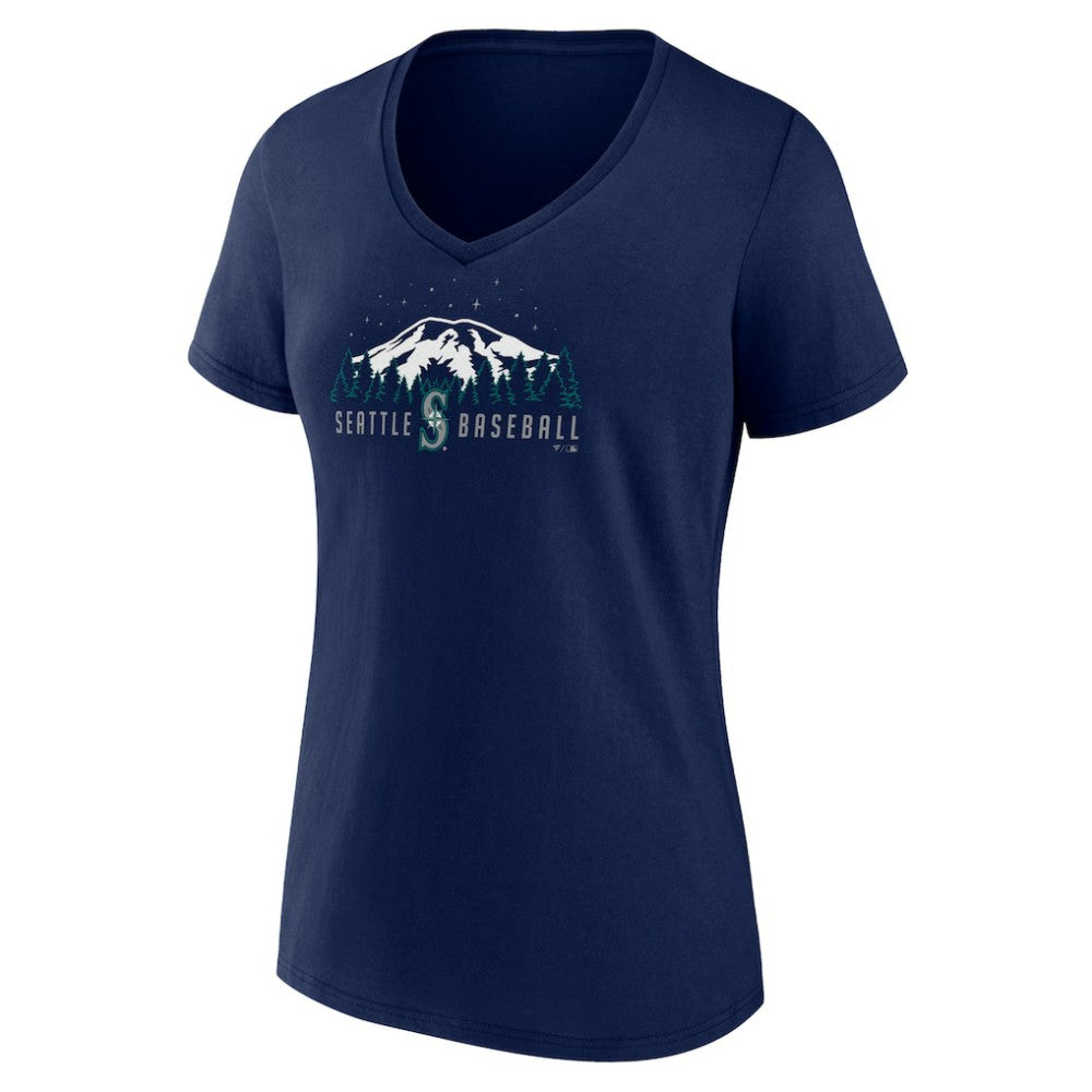 Navy Seattle Mariners Women's Mountains V-Neck T-Shirt