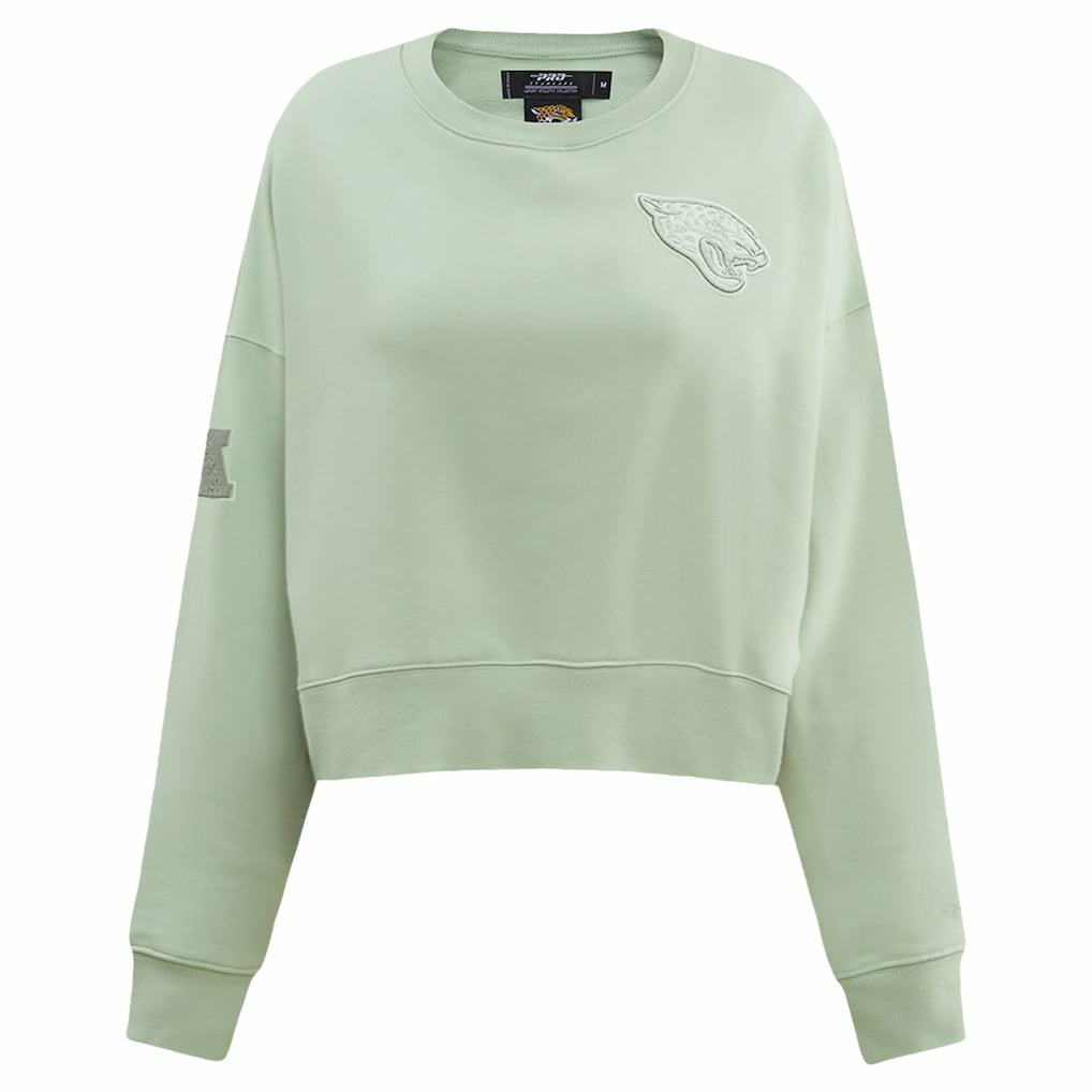 Pro Standard Women's Oversized Cropped Neutral Pullover Sweatshirt - Jacksonville Jaguars Pullover