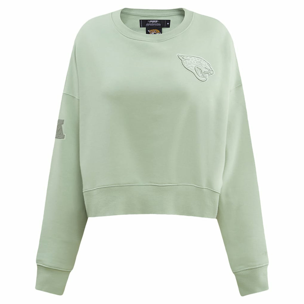 Pro Standard Women's Oversized Cropped Neutral Pullover Sweatshirt - Jacksonville Jaguars Pullover
