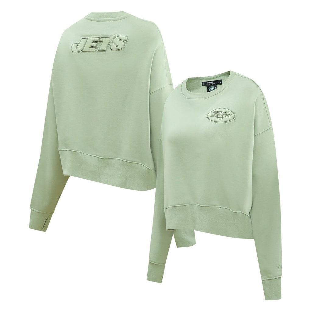 Pro Standard Women's Oversized Cropped Neutral Pullover Sweatshirt - New York Jets Pullover