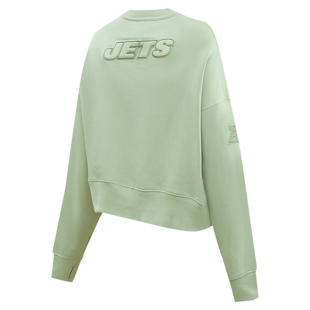 Pro Standard Women's Oversized Cropped Neutral Pullover Sweatshirt - New York Jets Pullover