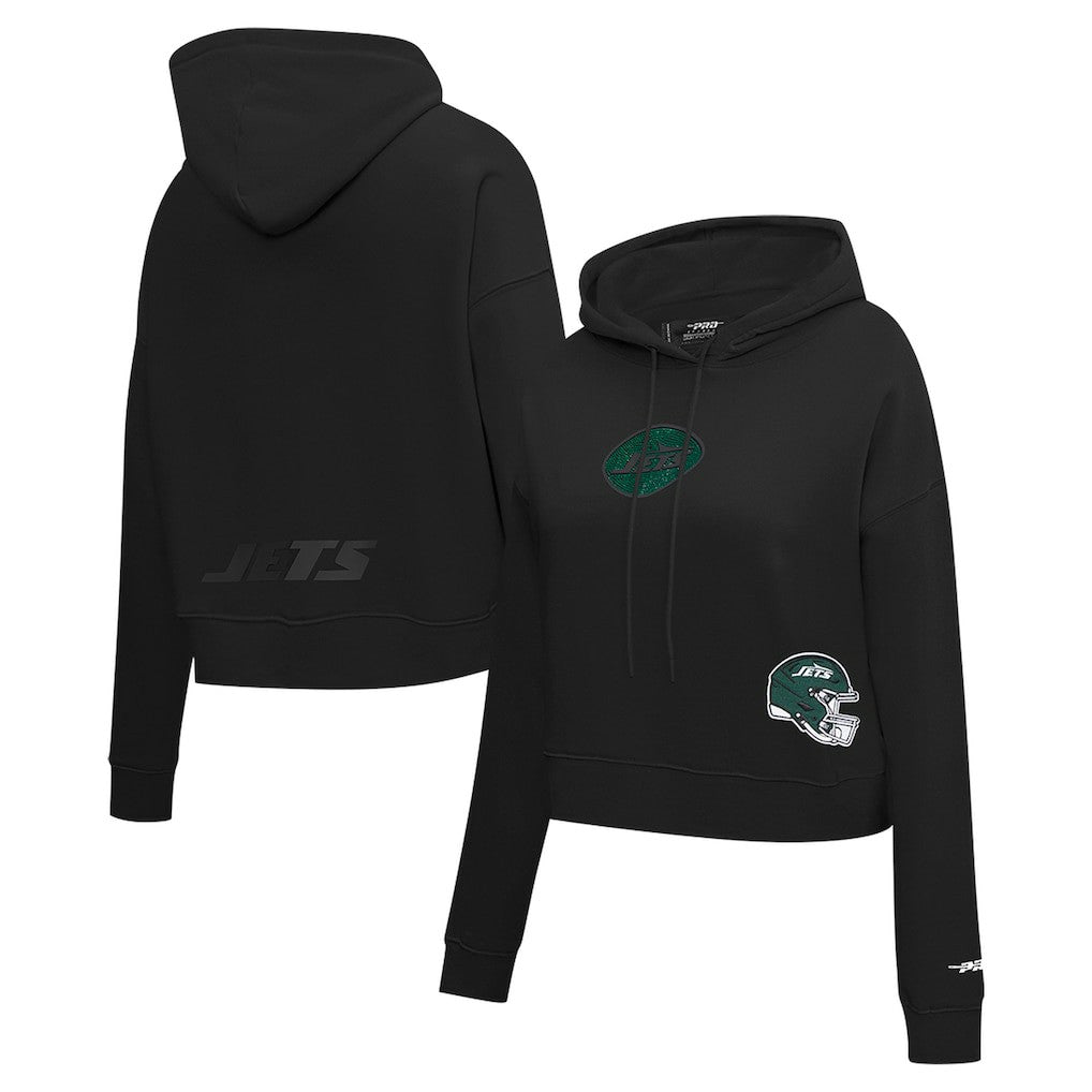 Pro Standard Women's Jeweled Cropped Pullover Hoodie - New York Jets Hoodies