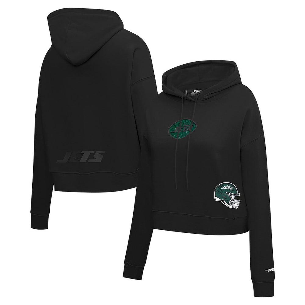 Pro Standard Women's Jeweled Cropped Pullover Hoodie - New York Jets Hoodies