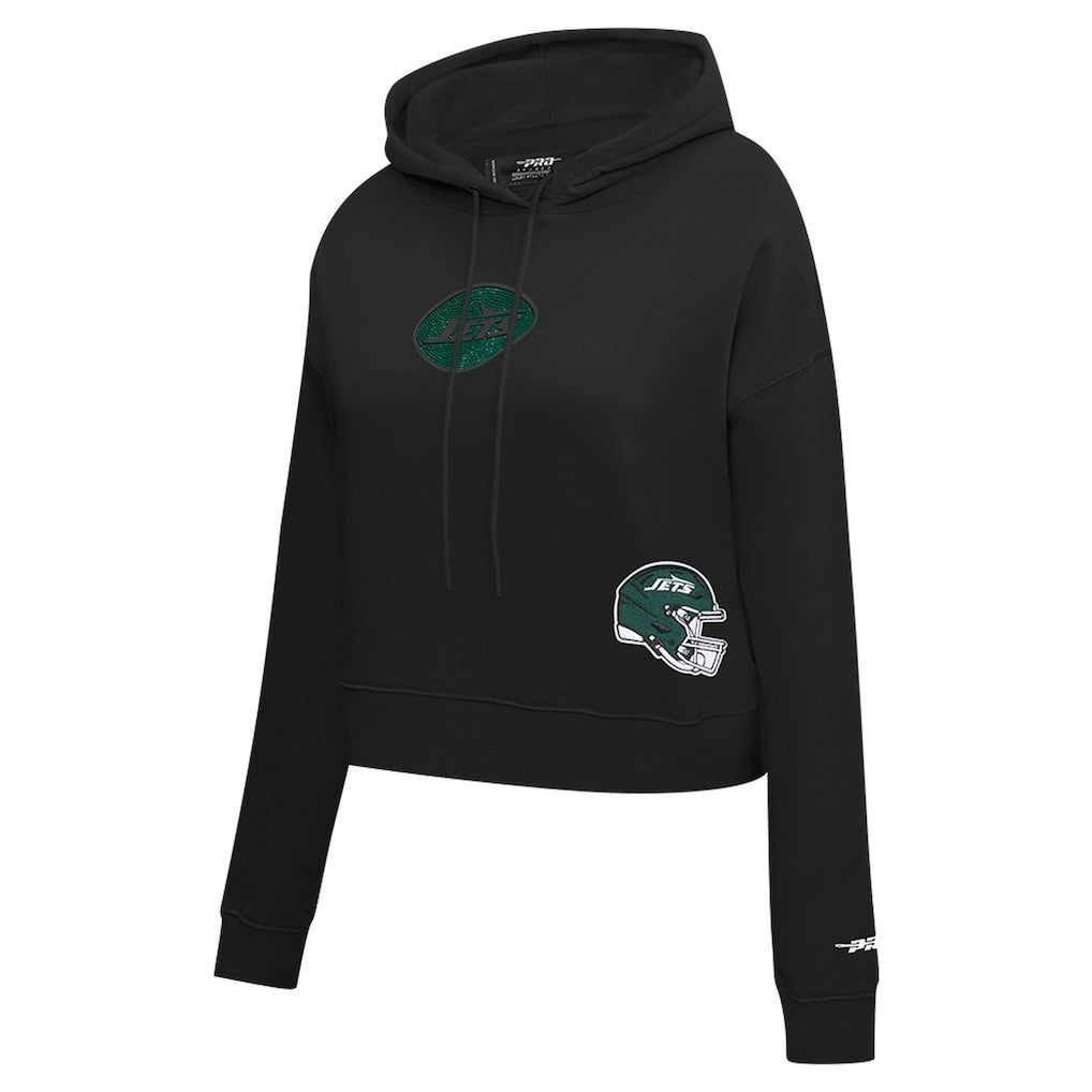 Pro Standard Women's Jeweled Cropped Pullover Hoodie - New York Jets Hoodies
