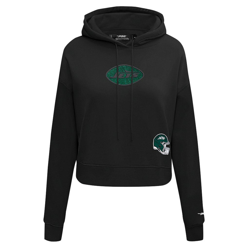 Pro Standard Women's Jeweled Cropped Pullover Hoodie - New York Jets Hoodies