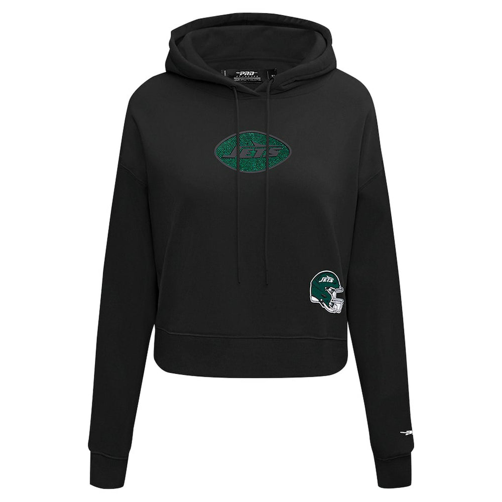 Pro Standard Women's Jeweled Cropped Pullover Hoodie - New York Jets Hoodies