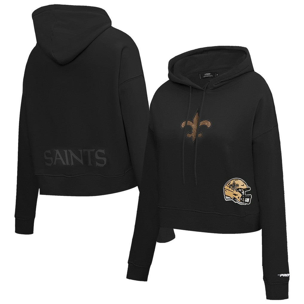 Pro Standard Women's Jeweled Cropped Pullover Hoodie - New Orleans Saints Hoodies