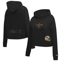 Pro Standard Women's Jeweled Cropped Pullover Hoodie - New Orleans Saints Hoodies