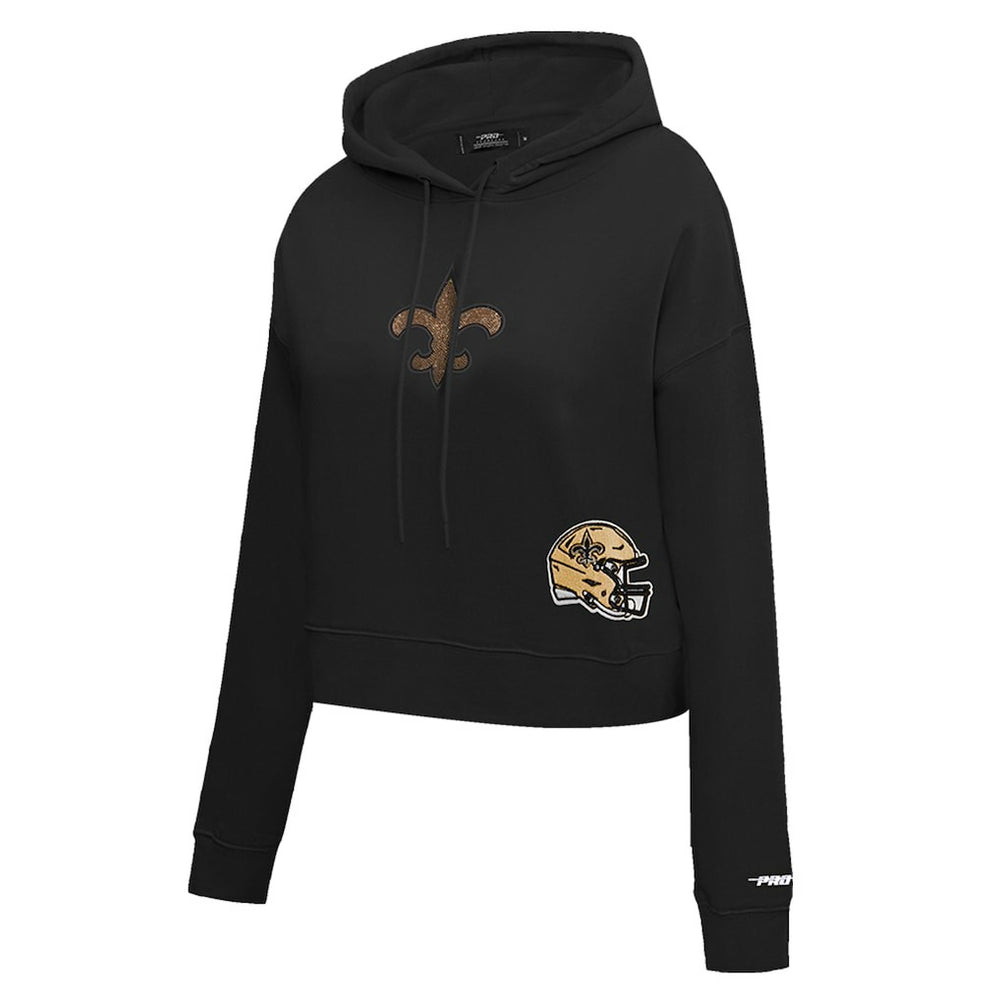 Pro Standard Women's Jeweled Cropped Pullover Hoodie - New Orleans Saints Hoodies