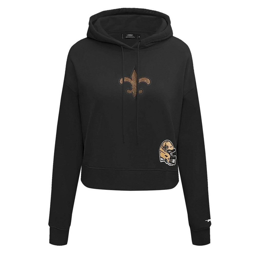Pro Standard Women's Jeweled Cropped Pullover Hoodie - New Orleans Saints Hoodies