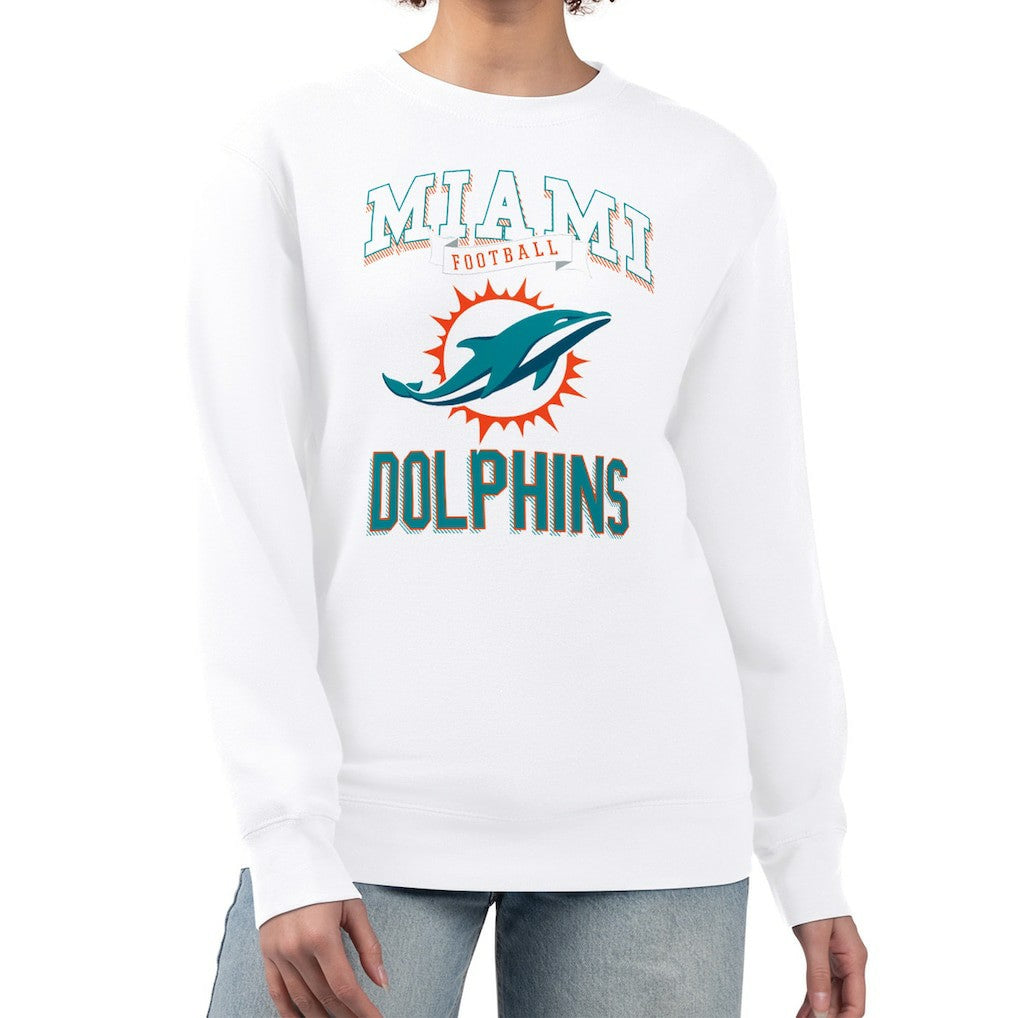 G-III 4Her by Carl Banks Women's Team Logo Graphic Tri-Blend Pullover Sweatshirt - Miami Dolphins Pullover