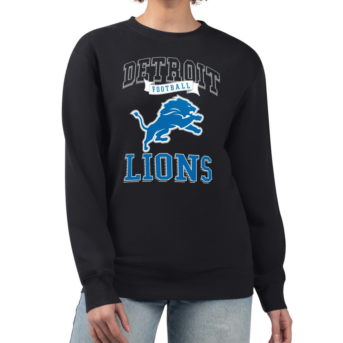 G-III 4Her by Carl Banks Women's Team Logo Graphic Tri-Blend Pullover Sweatshirt - Detroit Lions Pullover