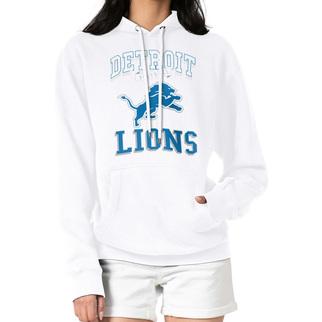 G-III 4Her by Carl Banks Women's Team Logo Graphic Fleece Tri-Blend Pullover Hoodie - Detroit Lions Hoodies