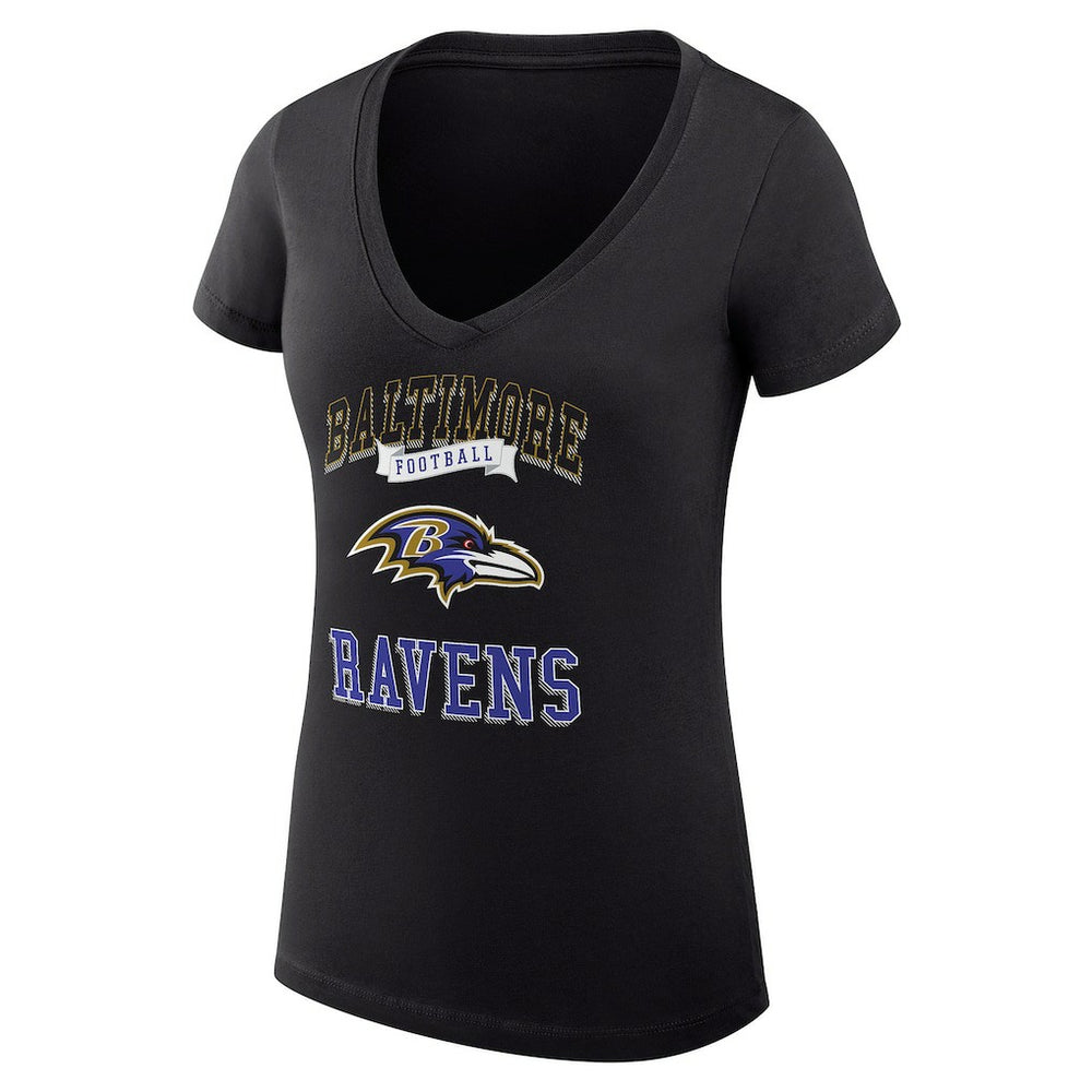 G-III 4Her by Carl Banks Women's Super-Slim Fit Lightweight Team Logo Graphic V-Neck T-Shirt - Baltimore Ravens T-shirts