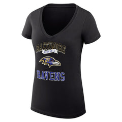 G-III 4Her by Carl Banks Women's Super-Slim Fit Lightweight Team Logo Graphic V-Neck T-Shirt - Baltimore Ravens T-shirts