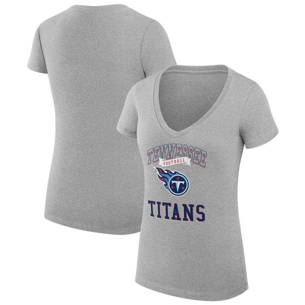 G-III 4Her by Carl Banks Women's Super-Slim Fit Lightweight Team Logo Graphic V-Neck T-Shirt - Tennessee Titans T-shirts