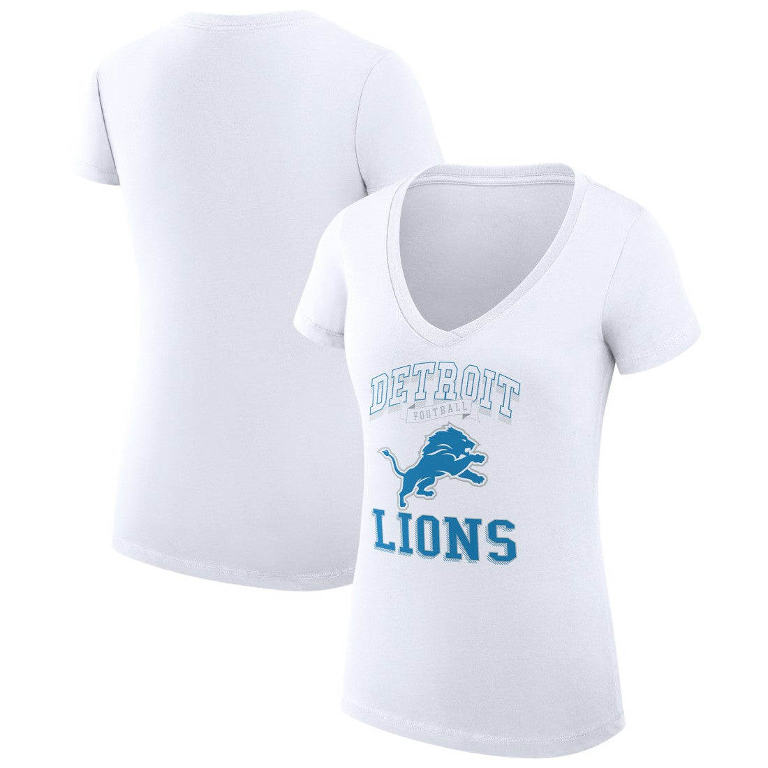 G-III 4Her by Carl Banks Women's Super-Slim Fit Lightweight Team Logo Graphic V-Neck T-Shirt - Detroit Lions T-shirts
