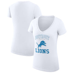 G-III 4Her by Carl Banks Women's Super-Slim Fit Lightweight Team Logo Graphic V-Neck T-Shirt - Detroit Lions T-shirts