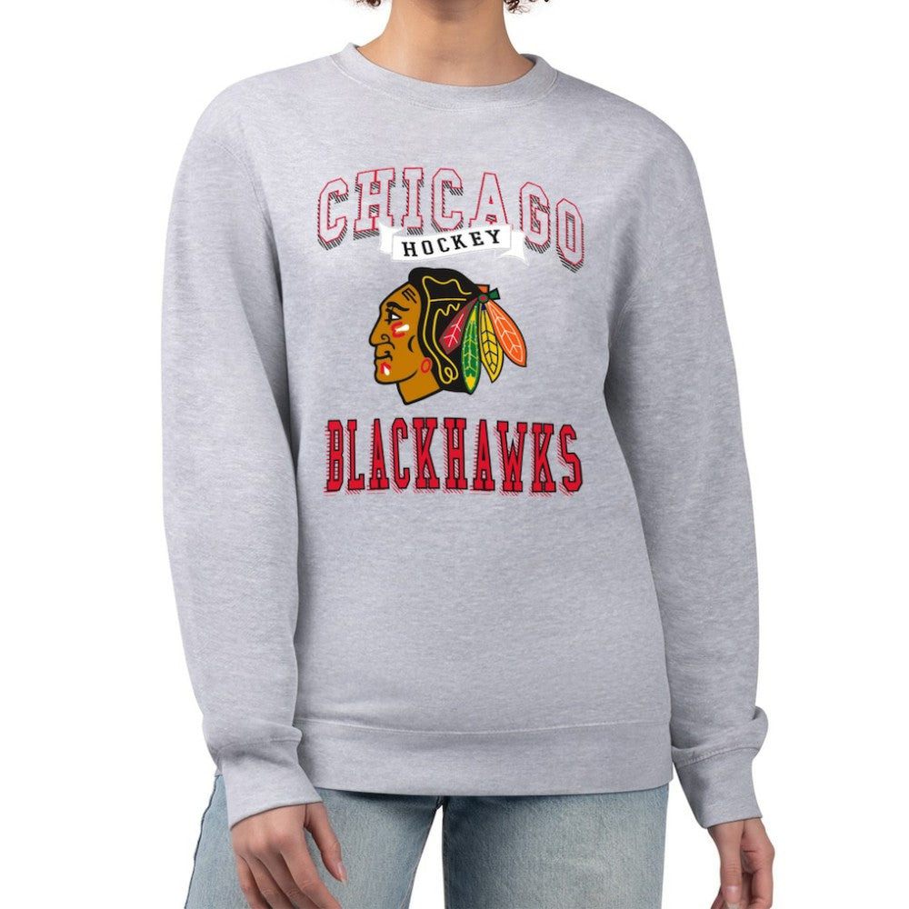 NHL Chicago Blackhawks G-III 4Her by Carl Banks Women's Team Logo Tri-Blend Fleece Pullover Sweatshirt