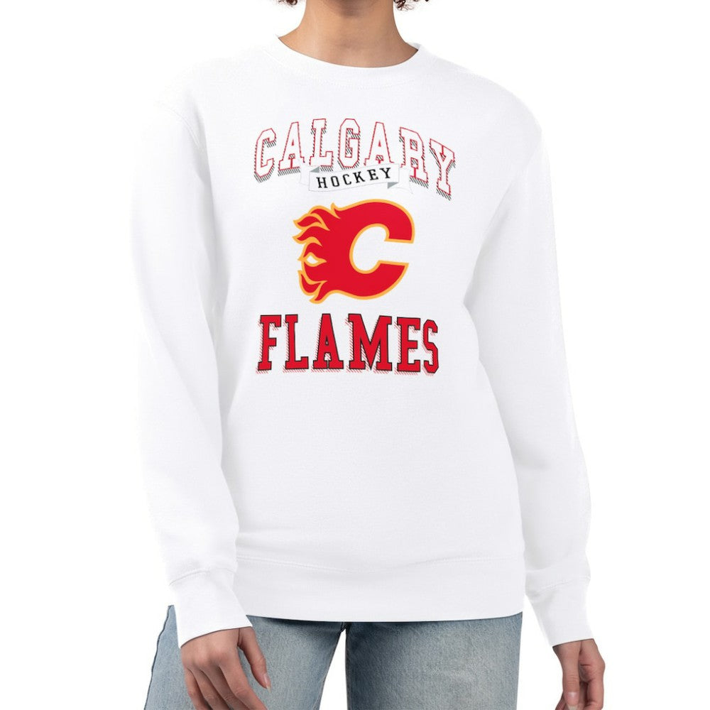 NHL Calgary Flames G-III 4Her by Carl Banks Women's Team Logo Tri-Blend Fleece Pullover Sweatshirt