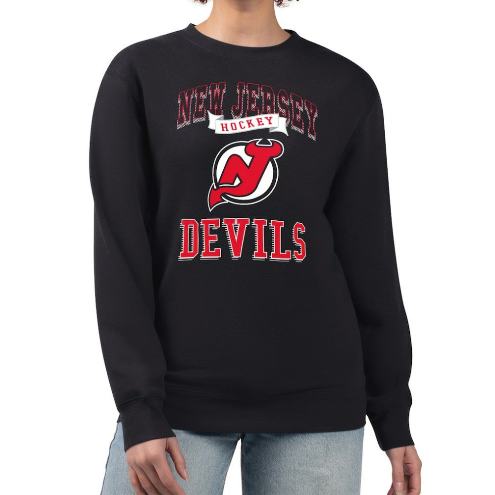NHL New Jersey Devils G-III 4Her by Carl Banks Women's Team Logo Tri-Blend Fleece Pullover Sweatshirt