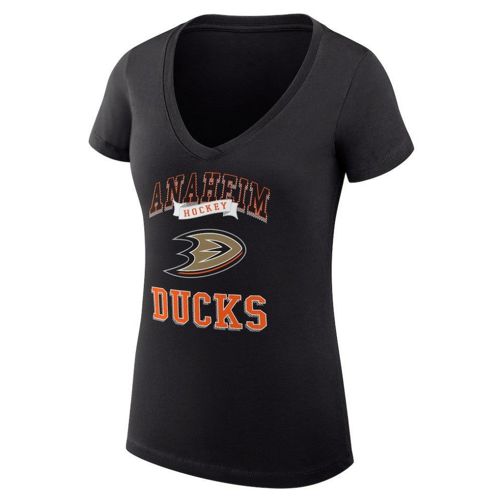 NHL Anaheim Ducks G-III 4Her by Carl Banks Women's Super-Slim Fit Lightweight Team Logo Graphic V-Neck T-Shirt
