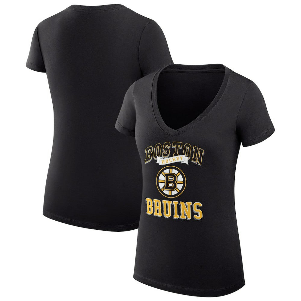 NHL Boston Bruins G-III 4Her by Carl Banks Women's Super-Slim Fit Lightweight Team Logo Graphic V-Neck T-Shirt
