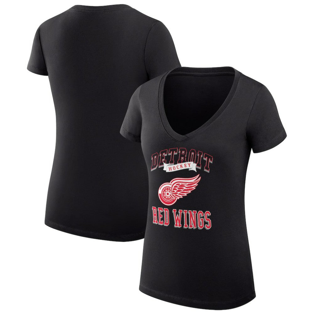 NHL Detroit Red Wings G-III 4Her by Carl Banks Women's Super-Slim Fit Lightweight Team Logo Graphic V-Neck T-Shirt