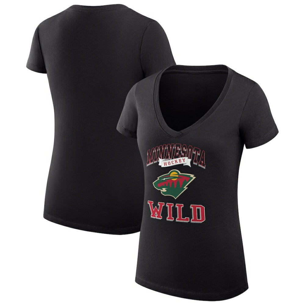 NHL Minnesota Wild G-III 4Her by Carl Banks Women's Super-Slim Fit Lightweight Team Logo Graphic V-Neck T-Shirt