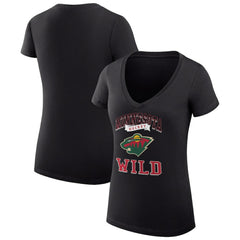 NHL Minnesota Wild G-III 4Her by Carl Banks Women's Super-Slim Fit Lightweight Team Logo Graphic V-Neck T-Shirt
