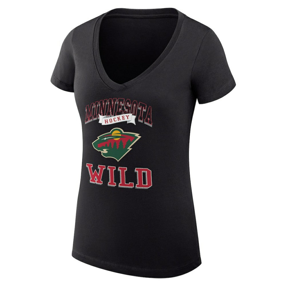 NHL Minnesota Wild G-III 4Her by Carl Banks Women's Super-Slim Fit Lightweight Team Logo Graphic V-Neck T-Shirt