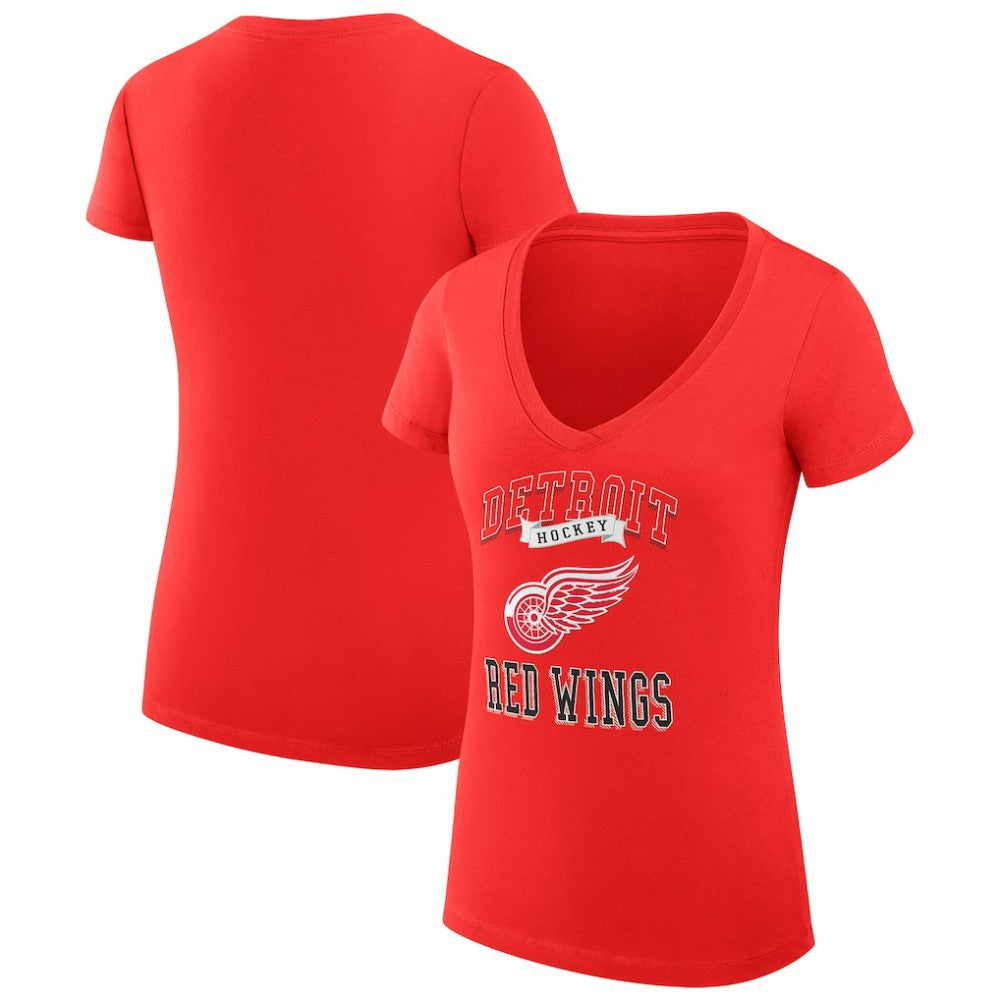 NHL Detroit Red Wings G-III 4Her by Carl Banks Women's Super-Slim Fit Lightweight Team Logo Graphic V-Neck T-Shirt