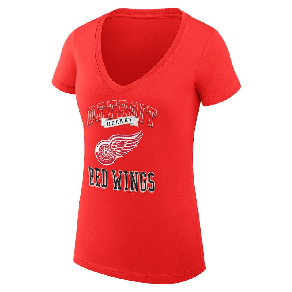 NHL Detroit Red Wings G-III 4Her by Carl Banks Women's Super-Slim Fit Lightweight Team Logo Graphic V-Neck T-Shirt