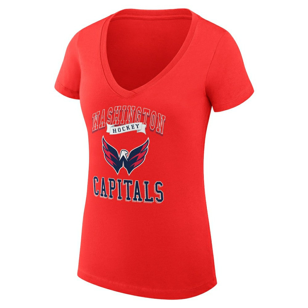 NHL Washington Capitals G-III 4Her by Carl Banks Women's Super-Slim Fit Lightweight Team Logo Graphic V-Neck T-Shirt