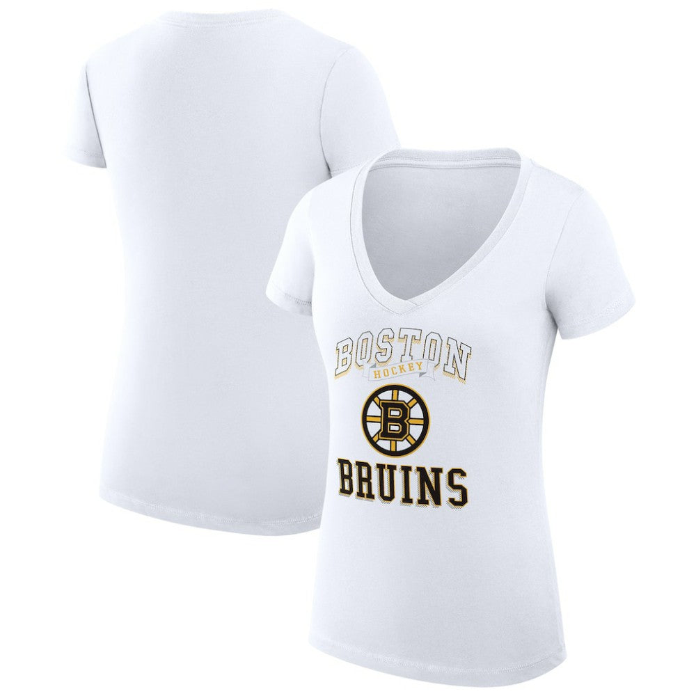 NHL Boston Bruins G-III 4Her by Carl Banks Women's Super-Slim Fit Lightweight Team Logo Graphic V-Neck T-Shirt