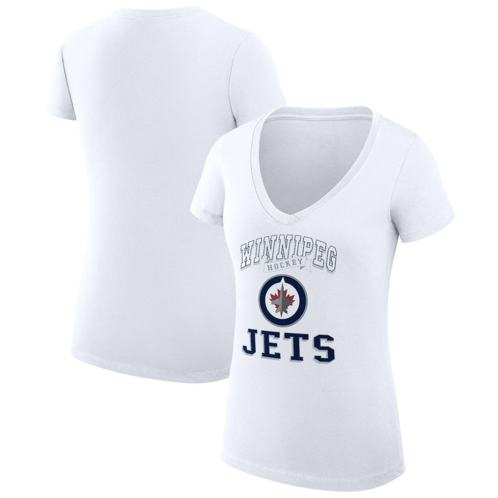 NHL Winnipeg Jets G-III 4Her by Carl Banks Women's Super-Slim Fit Lightweight Team Logo Graphic V-Neck T-Shirt