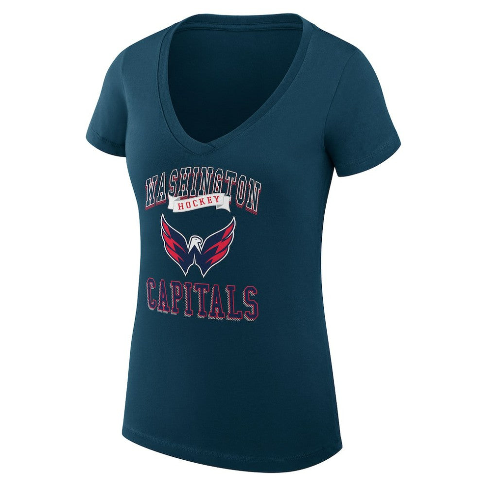 NHL Washington Capitals G-III 4Her by Carl Banks Women's Super-Slim Fit Lightweight Team Logo Graphic V-Neck T-Shirt
