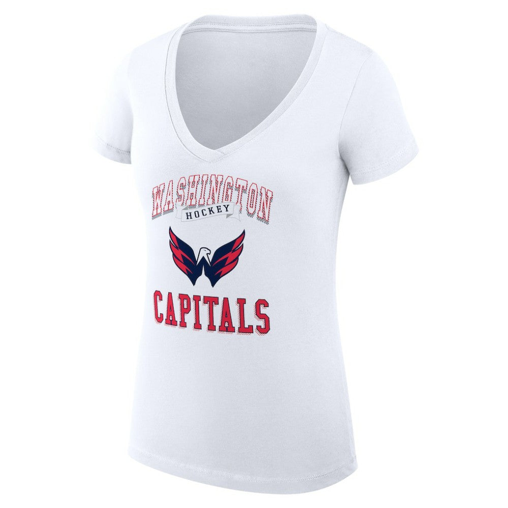 NHL Washington Capitals G-III 4Her by Carl Banks Women's Super-Slim Fit Lightweight Team Logo Graphic V-Neck T-Shirt