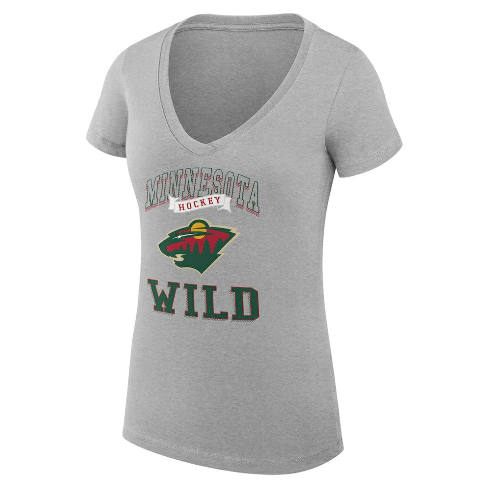 NHL Minnesota Wild G-III 4Her by Carl Banks Women's Super-Slim Fit Lightweight Team Logo Graphic V-Neck T-Shirt