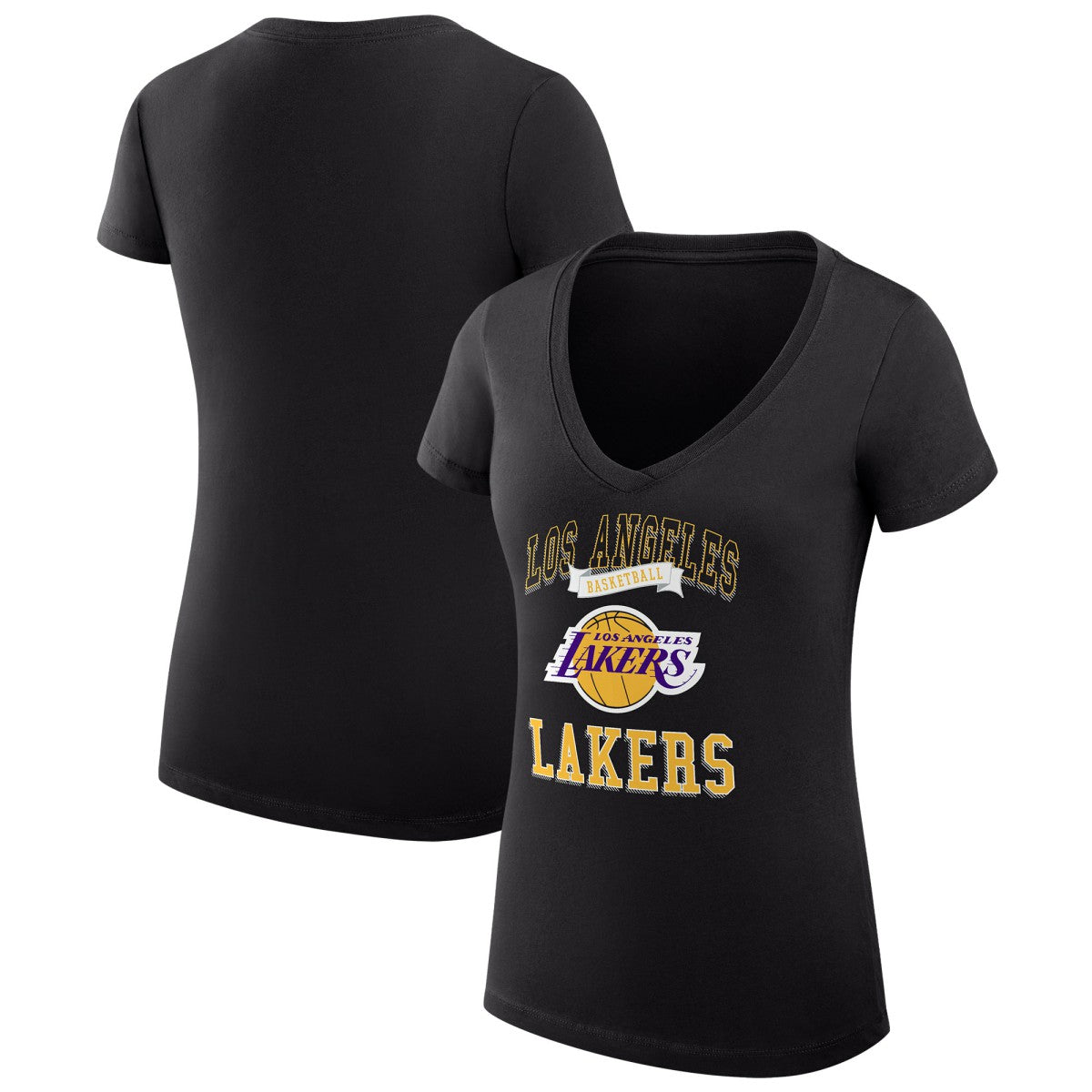 Los Angeles Lakers G-III 4Her by Carl Banks Women's Super-Slim Fit Lightweight Team Logo V-Neck T-Shirt