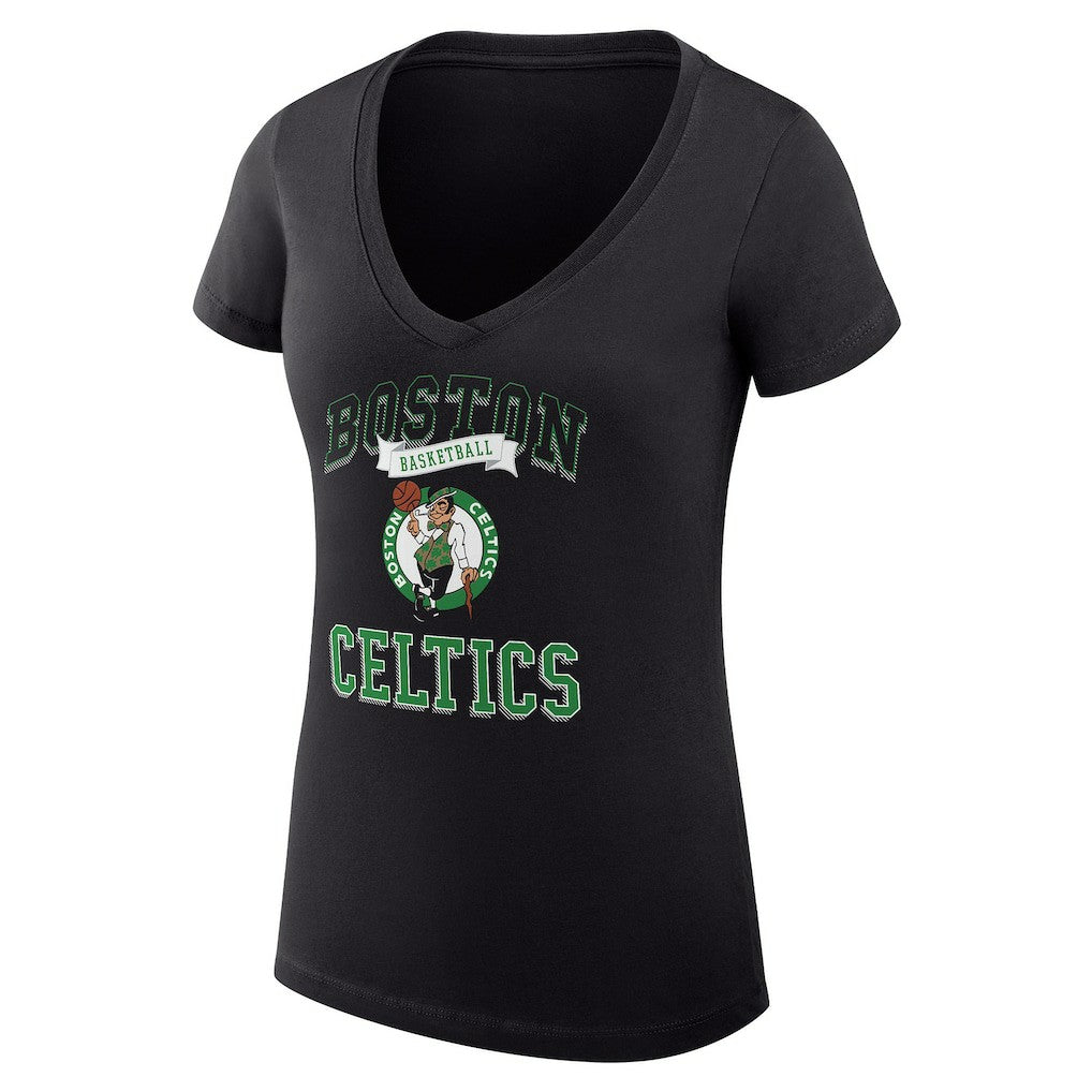 Boston Celtics G-III 4Her by Carl Banks Women's Super-Slim Fit Lightweight Team Logo V-Neck T-Shirt