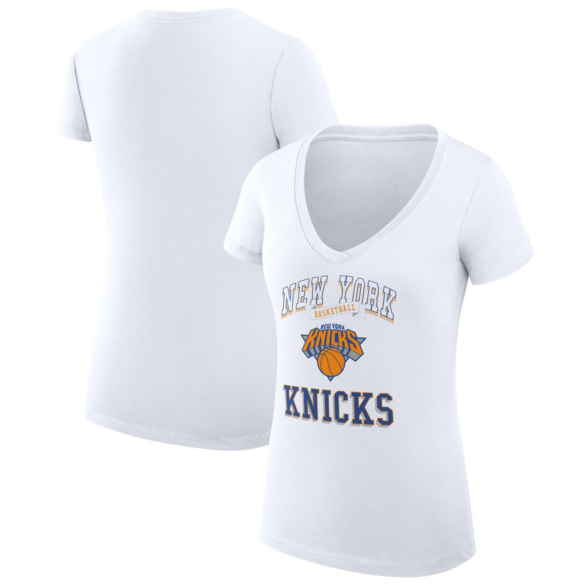 New York Knicks G-III 4Her by Carl Banks Women's Super-Slim Fit Lightweight Team Logo V-Neck T-Shirt