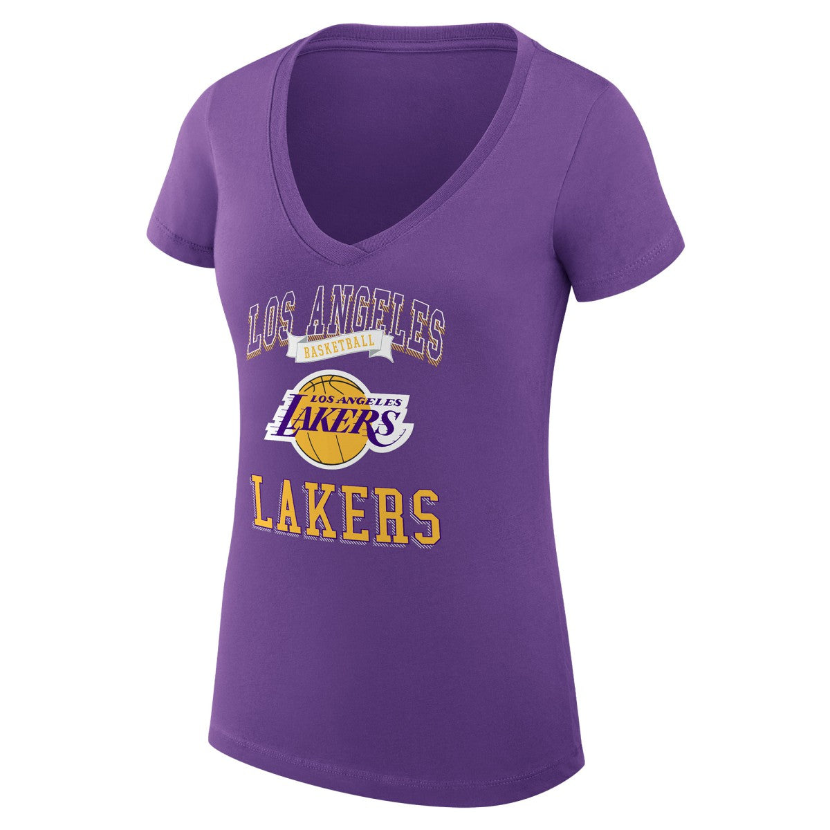 Los Angeles Lakers G-III 4Her by Carl Banks Women's Super-Slim Fit Lightweight Team Logo V-Neck T-Shirt