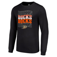 NHL Anaheim Ducks Starter Four Team Name Logo Long Sleeve Graphic T-Shirt