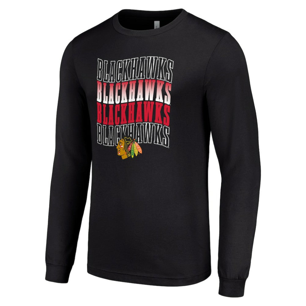 NHL Chicago Blackhawks Starter Four Team Name Logo Long Sleeve Graphic T-Shirt